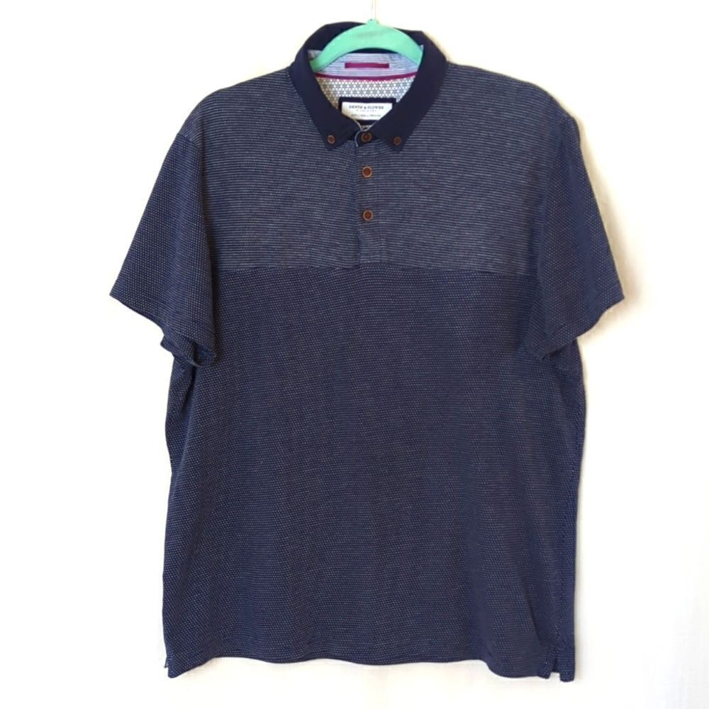 Denim & Flower Ricky Singh Navy Polo Shirt Size Large